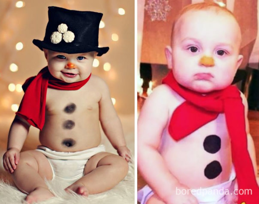 Sesión de fotos de Año Nuevo con un niño: expectativas y realidad