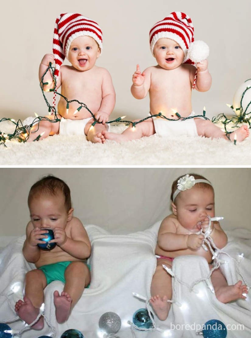 Sesión de fotos de Año Nuevo con un niño: expectativas y realidad