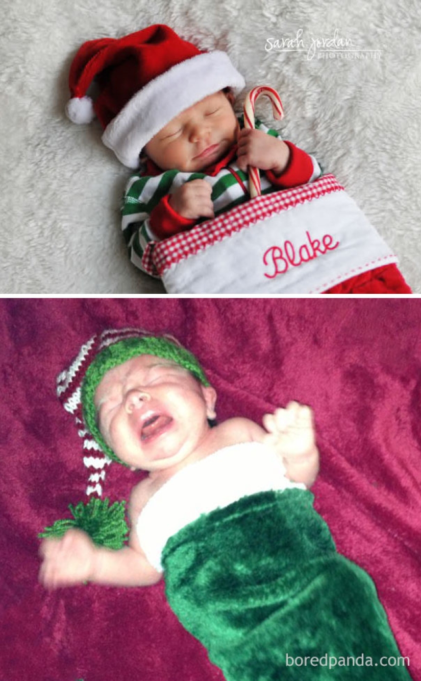 Sesión de fotos de Año Nuevo con un niño: expectativas y realidad
