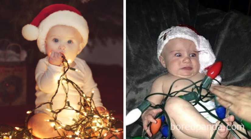 Sesión de fotos de Año Nuevo con un niño: expectativas y realidad