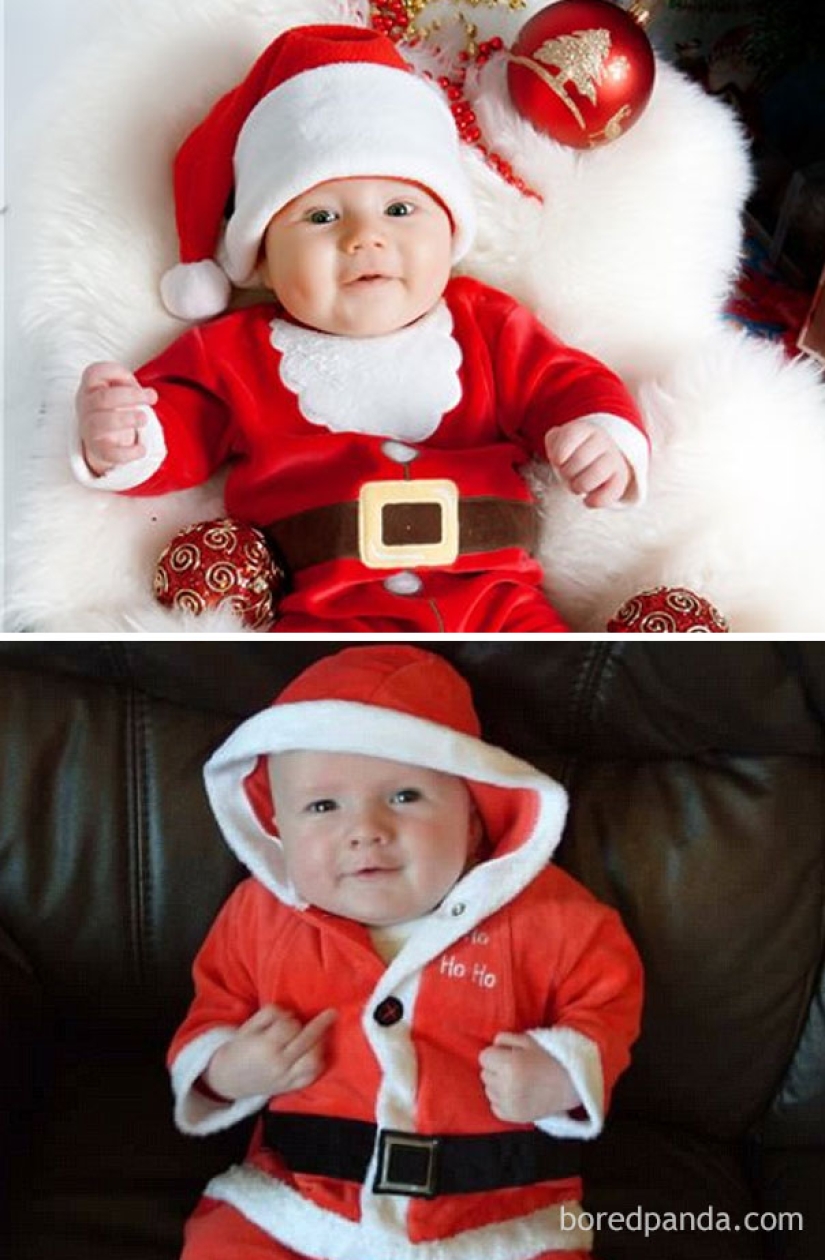 Sesión de fotos de Año Nuevo con un niño: expectativas y realidad
