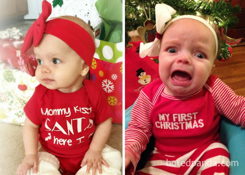 Sesión de fotos de Año Nuevo con un niño: expectativas y realidad