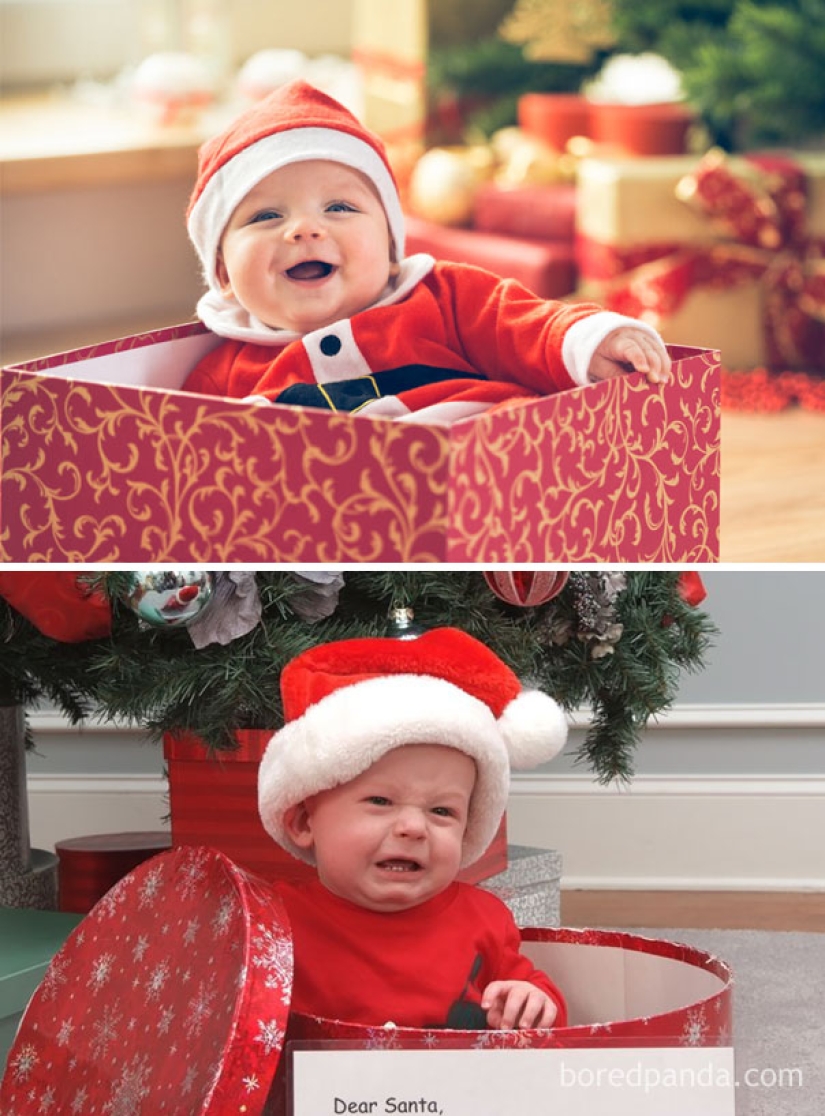 Sesión de fotos de Año Nuevo con un niño: expectativas y realidad