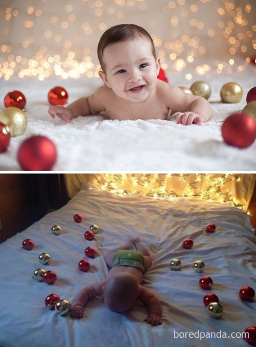 Sesión de fotos de Año Nuevo con un niño: expectativas y realidad