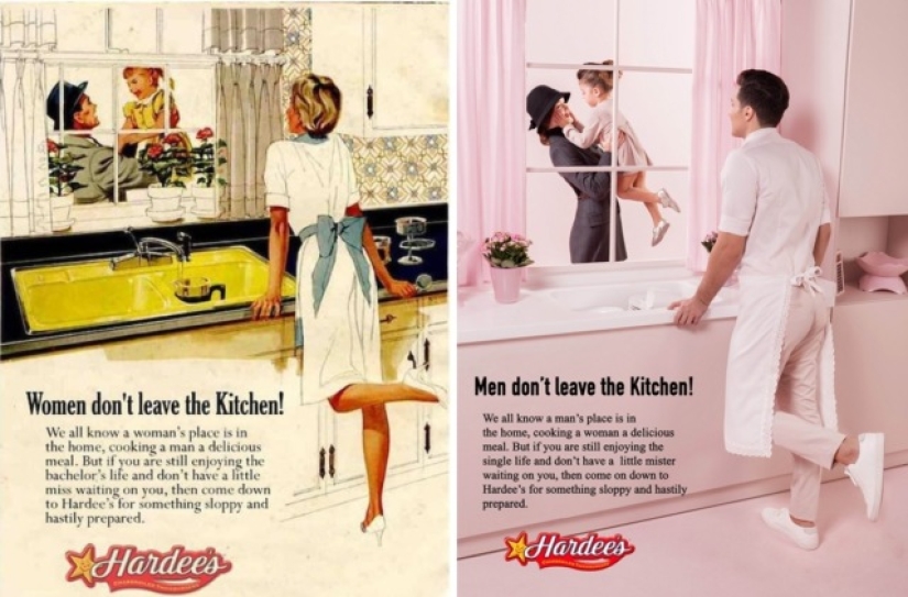 "Show him it's a woman's world": Lebanese photographer replaced women in old sexist ad with men