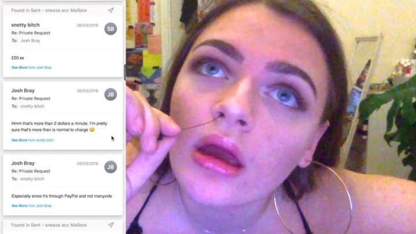 Sneezed on decency: the girl sells fetishists videos on which ... sexually sneezes