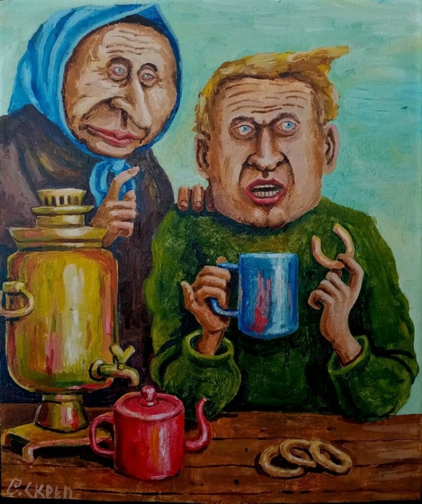 Sátira aguda en las pinturas caricaturescas de Semión Skrepetsky