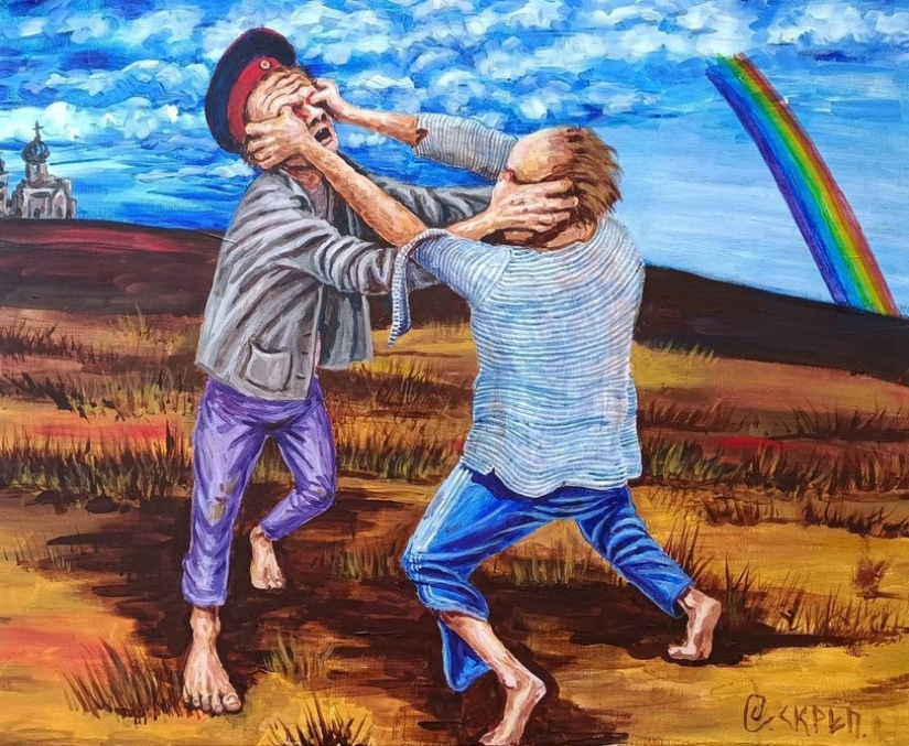 Sátira aguda en las pinturas caricaturescas de Semión Skrepetsky