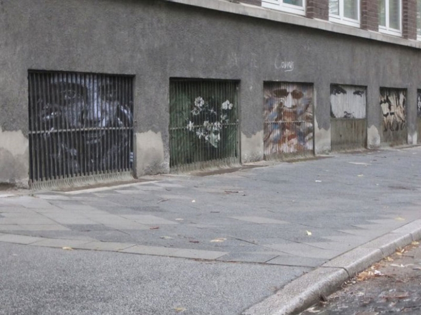 Street art on the railing Street art on the railing