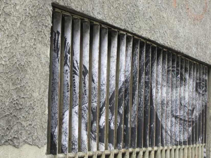 Street art on the railing Street art on the railing