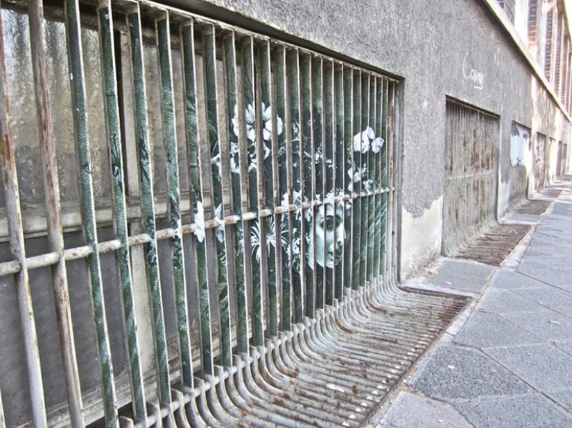 Street art on the railing Street art on the railing