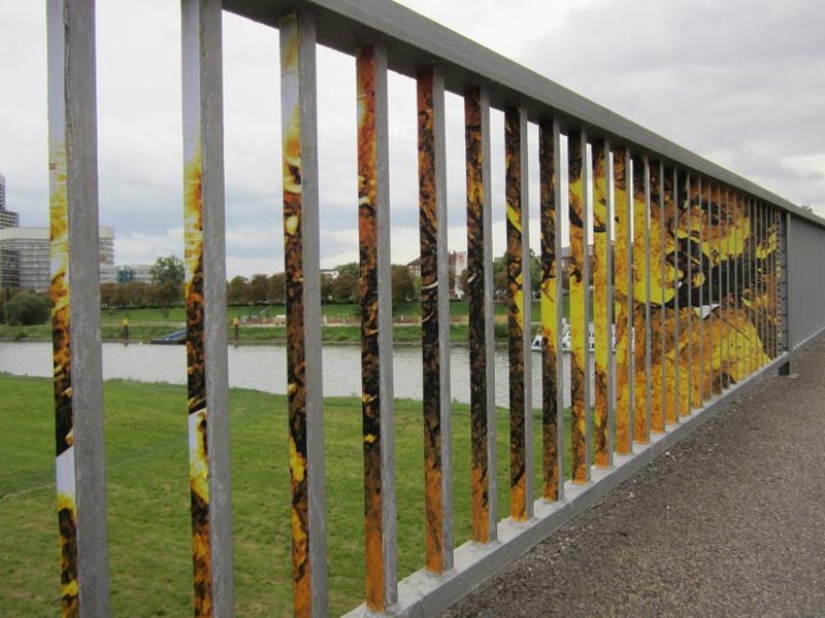 Street art on the railing Street art on the railing