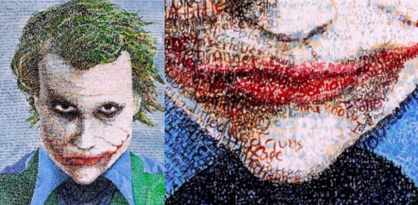 Take a closer look: the artist paints pictures using thousands of letters