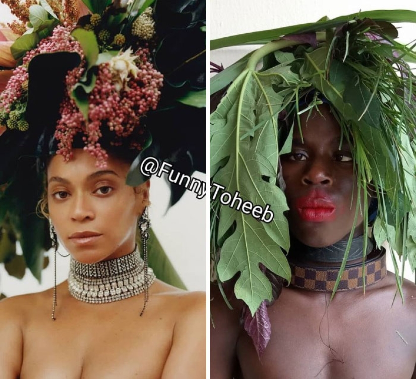 Take it off immediately! A guy from Africa copies the ridiculous outfits of the stars with the help of improvised materials