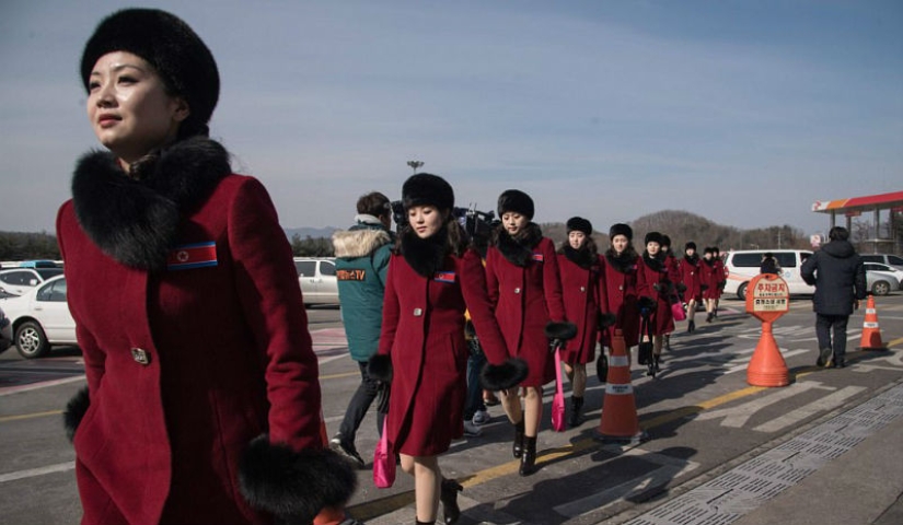 The "army of cheerleaders" from North Korea arrived at the Winter Olympics