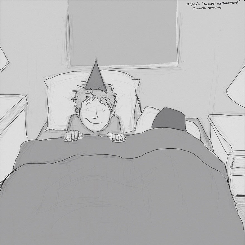 The artist illustrates every day spent with his beloved wife