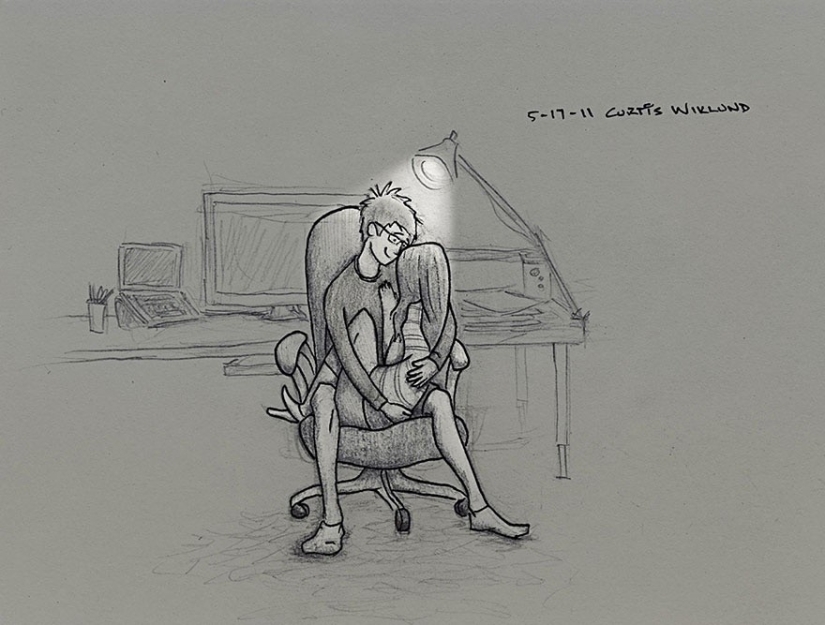 The artist illustrates every day spent with his beloved wife