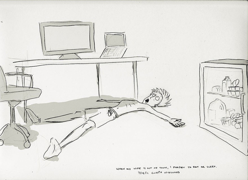 The artist illustrates every day spent with his beloved wife