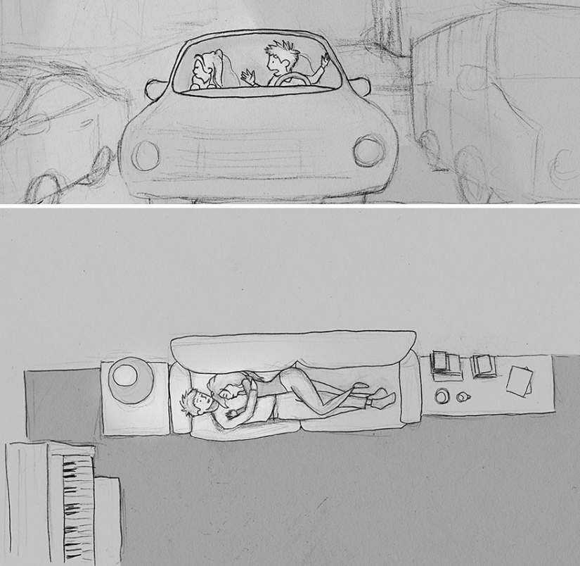 The artist illustrates every day spent with his beloved wife