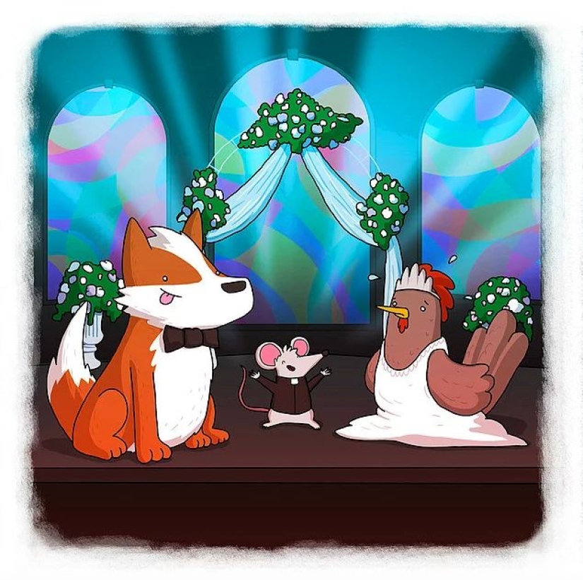 The artist made funny cartoons of proverbs from all over the world, and that's what came out of it The artist made funny cartoons of proverbs from all over the world, and that's what came out of it