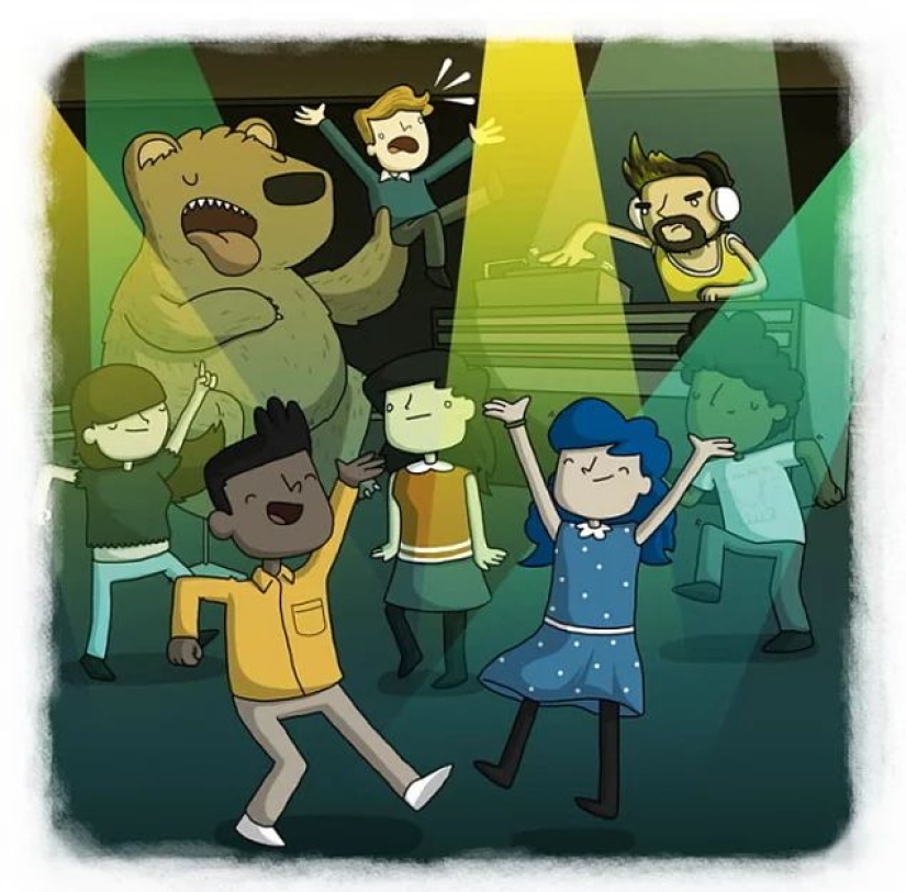 The artist made funny cartoons of proverbs from all over the world, and that's what came out of it The artist made funny cartoons of proverbs from all over the world, and that's what came out of it