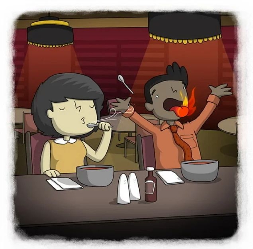 The artist made funny cartoons of proverbs from all over the world, and that's what came out of it The artist made funny cartoons of proverbs from all over the world, and that's what came out of it