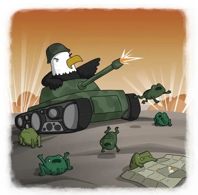 The artist made funny cartoons of proverbs from all over the world, and that's what came out of it The artist made funny cartoons of proverbs from all over the world, and that's what came out of it