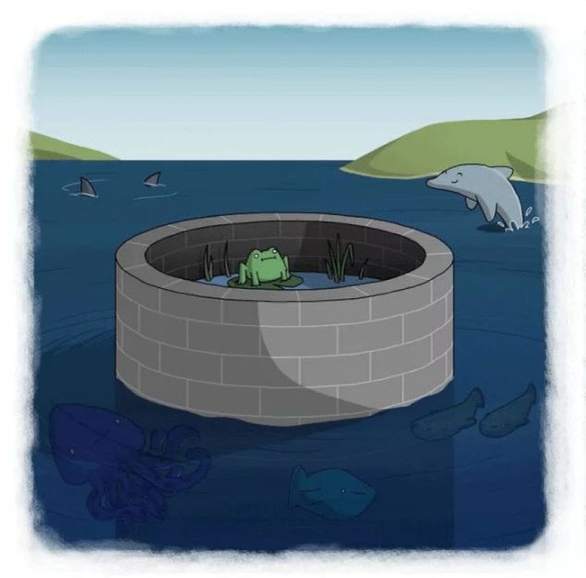 The artist made funny cartoons of proverbs from all over the world, and that's what came out of it The artist made funny cartoons of proverbs from all over the world, and that's what came out of it