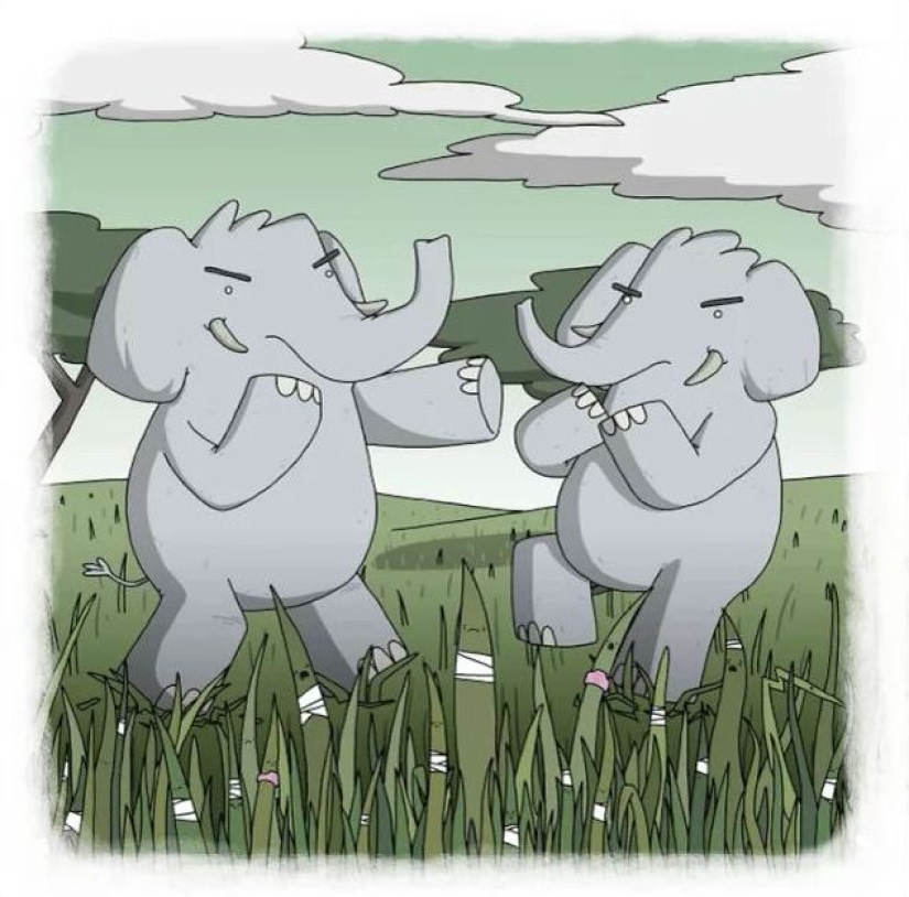 The artist made funny cartoons of proverbs from all over the world, and that's what came out of it The artist made funny cartoons of proverbs from all over the world, and that's what came out of it