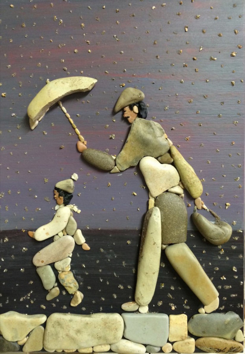 The artist makes amazingly realistic paintings from stones found on the beach The artist makes amazingly realistic paintings from stones found on the beach