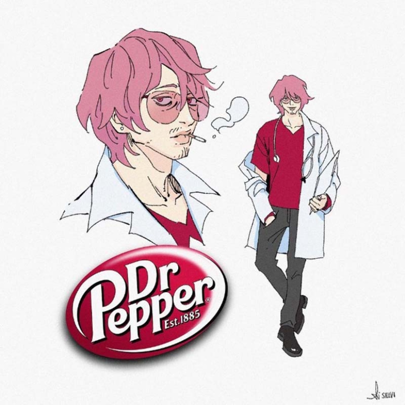 The artist turned 13 popular carbonated drinks into cartoon characters