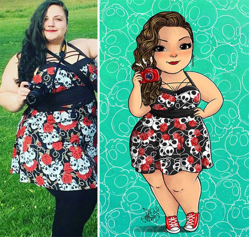 The Brazilian turns curvy girls into sexy toons, calling everyone to a body positive