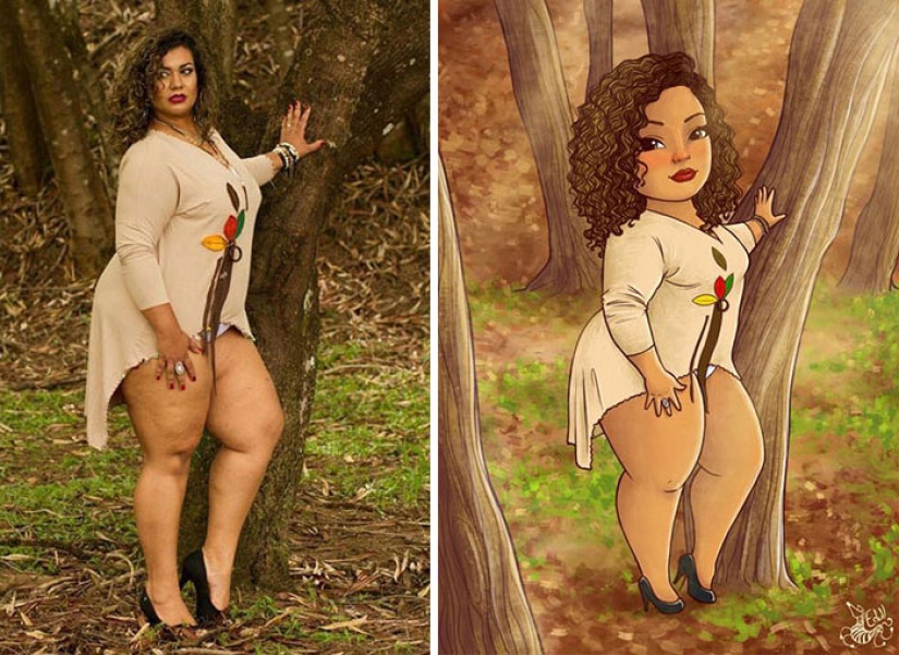 The Brazilian turns curvy girls into sexy toons, calling everyone to a body positive