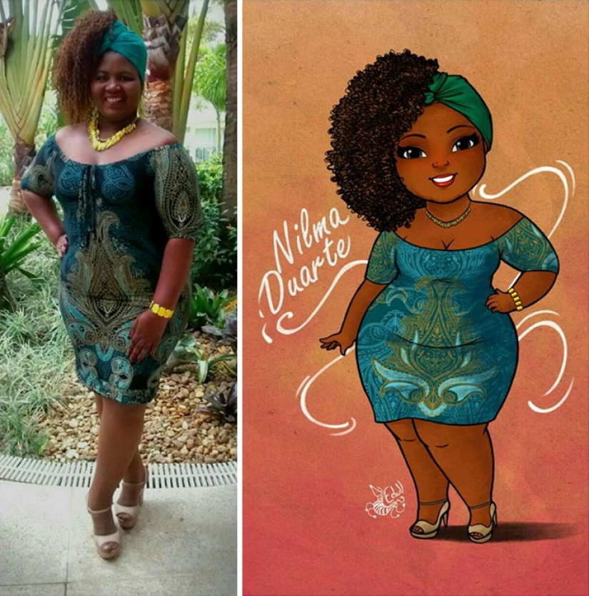 The Brazilian turns curvy girls into sexy toons, calling everyone to a body positive