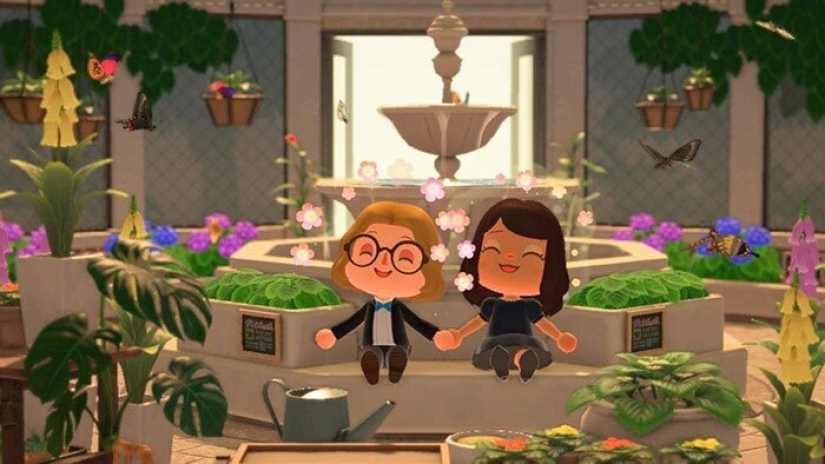 The bride and groom in quarantine recreated their engagement photos in the game Animal Crossing
