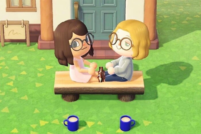 The bride and groom in quarantine recreated their engagement photos in the game Animal Crossing