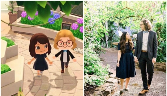 The bride and groom in quarantine recreated their engagement photos in the game Animal Crossing The bride and groom in quarantine recreated their engagement photos in the game Animal Crossing