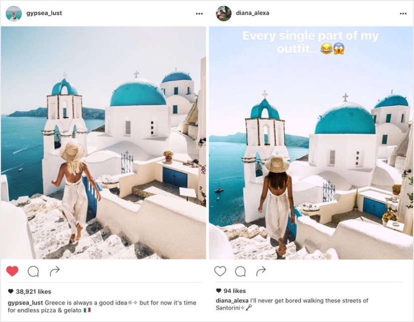 The couple discovered that someone was copying their pictures exactly from their trips to Instagram