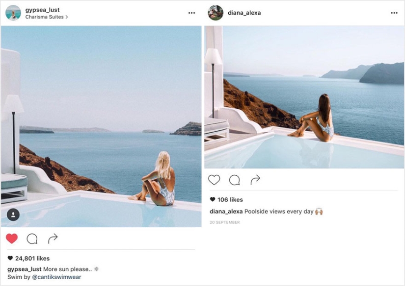 The couple discovered that someone was copying their pictures exactly from their trips to Instagram