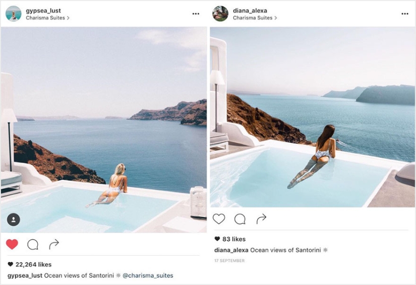 The couple discovered that someone was copying their pictures exactly from their trips to Instagram