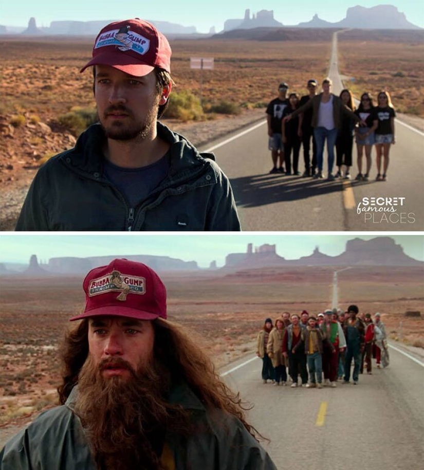 The couple travels around the world and recreates scenes from films in the filming locations The couple travels around the world and recreates scenes from films in the filming locations