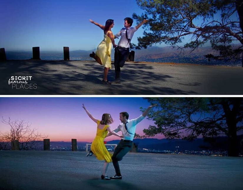 The couple travels around the world and recreates scenes from films in the filming locations The couple travels around the world and recreates scenes from films in the filming locations