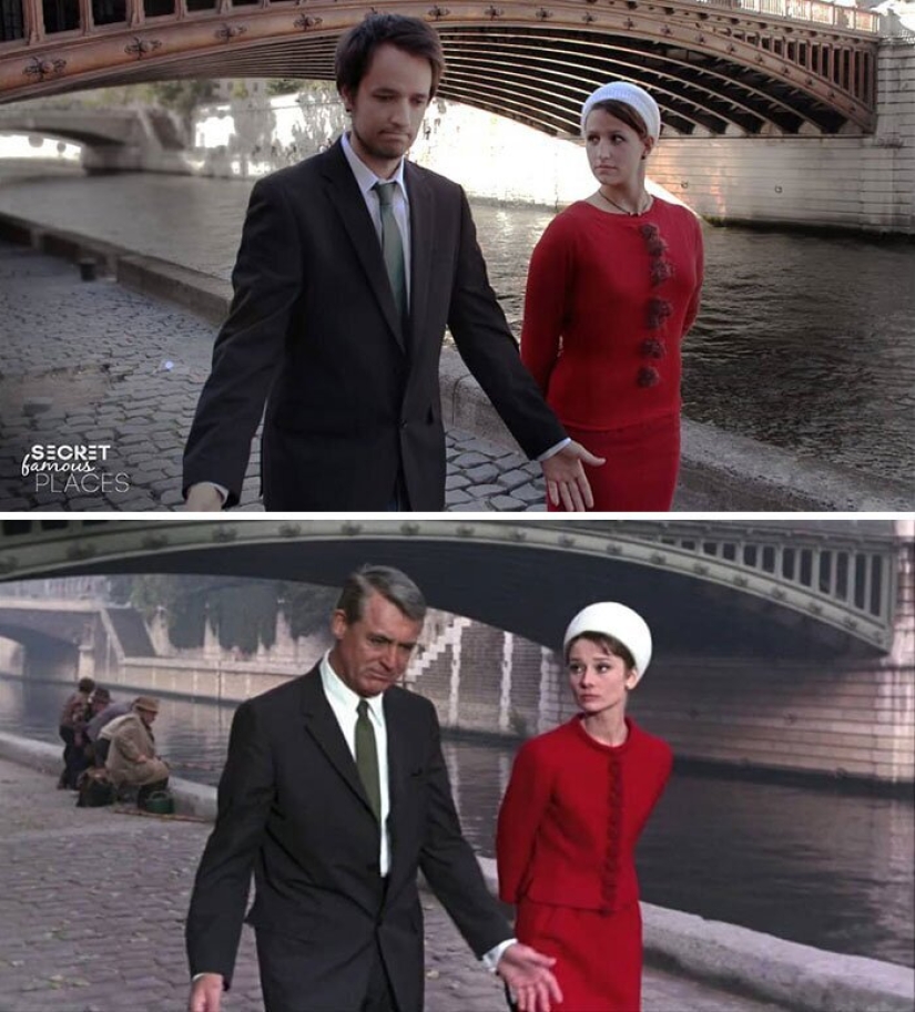 The couple travels around the world and recreates scenes from films in the filming locations The couple travels around the world and recreates scenes from films in the filming locations