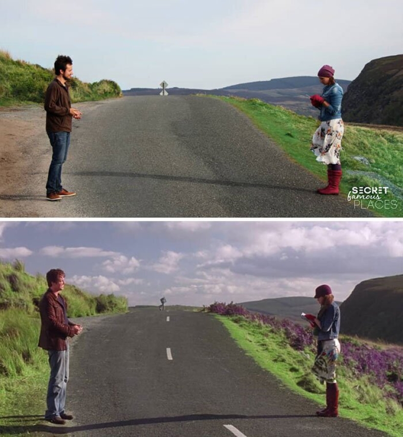 The couple travels around the world and recreates scenes from films in the filming locations The couple travels around the world and recreates scenes from films in the filming locations
