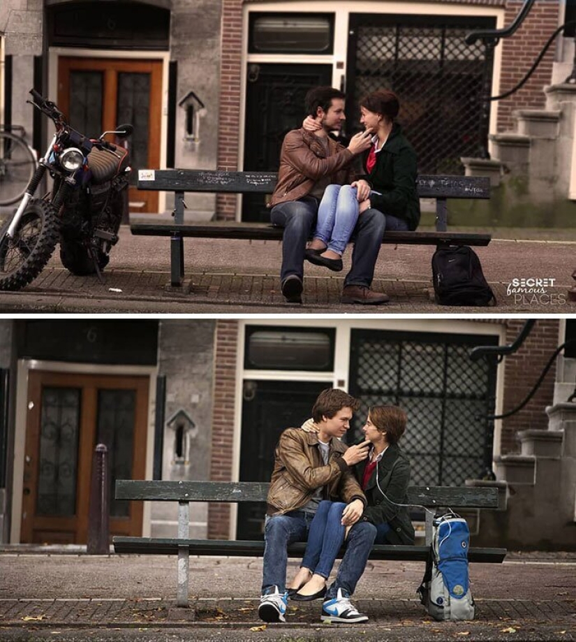 The couple travels around the world and recreates scenes from films in the filming locations The couple travels around the world and recreates scenes from films in the filming locations