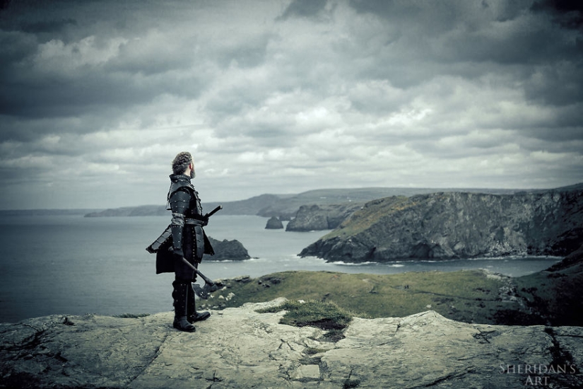 The man has a midlife crisis, and he arranged a photo shoot in the style of "Game of Thrones"