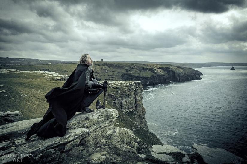 The man has a midlife crisis, and he arranged a photo shoot in the style of "Game of Thrones"