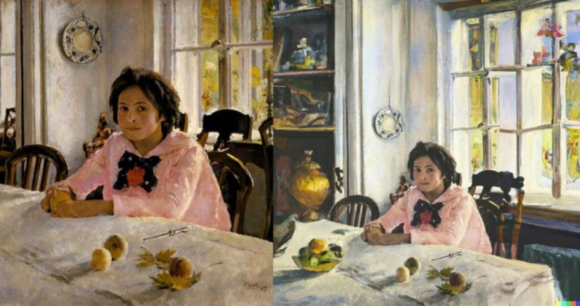 The neural network was taught to finish painting the paintings of the classics of painting The neural network was taught to finish painting the paintings of the classics of painting