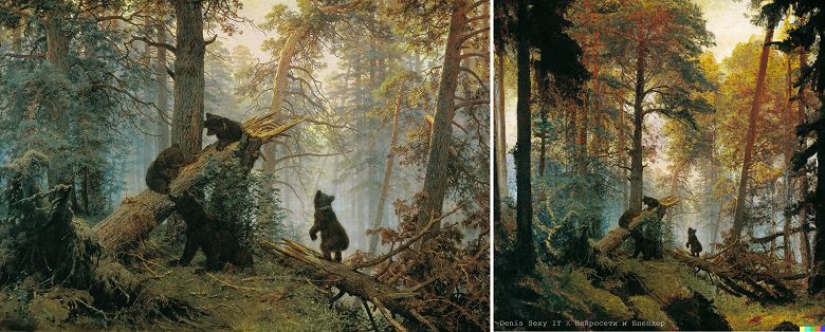 The neural network was taught to finish painting the paintings of the classics of painting The neural network was taught to finish painting the paintings of the classics of painting