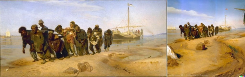 The neural network was taught to finish painting the paintings of the classics of painting The neural network was taught to finish painting the paintings of the classics of painting